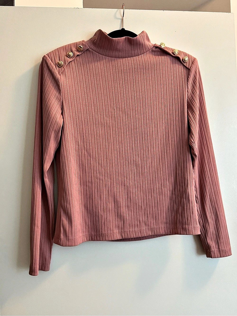 Walter Baker Women's Ribbed Turtleneck Top in Pink Size Large